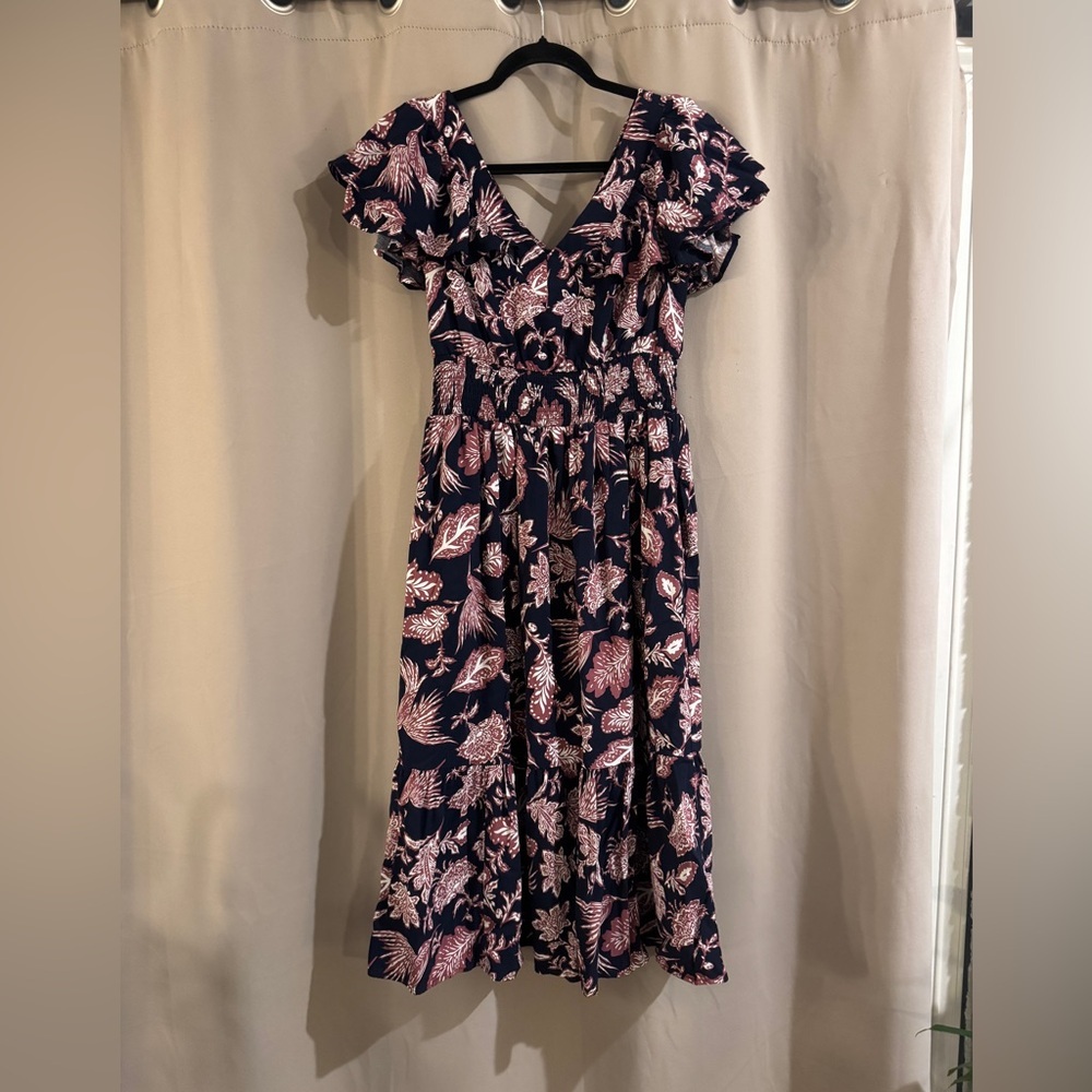 Maurices Navy Blue and Pink Floral Maxi Dress - Picture 1 of 8